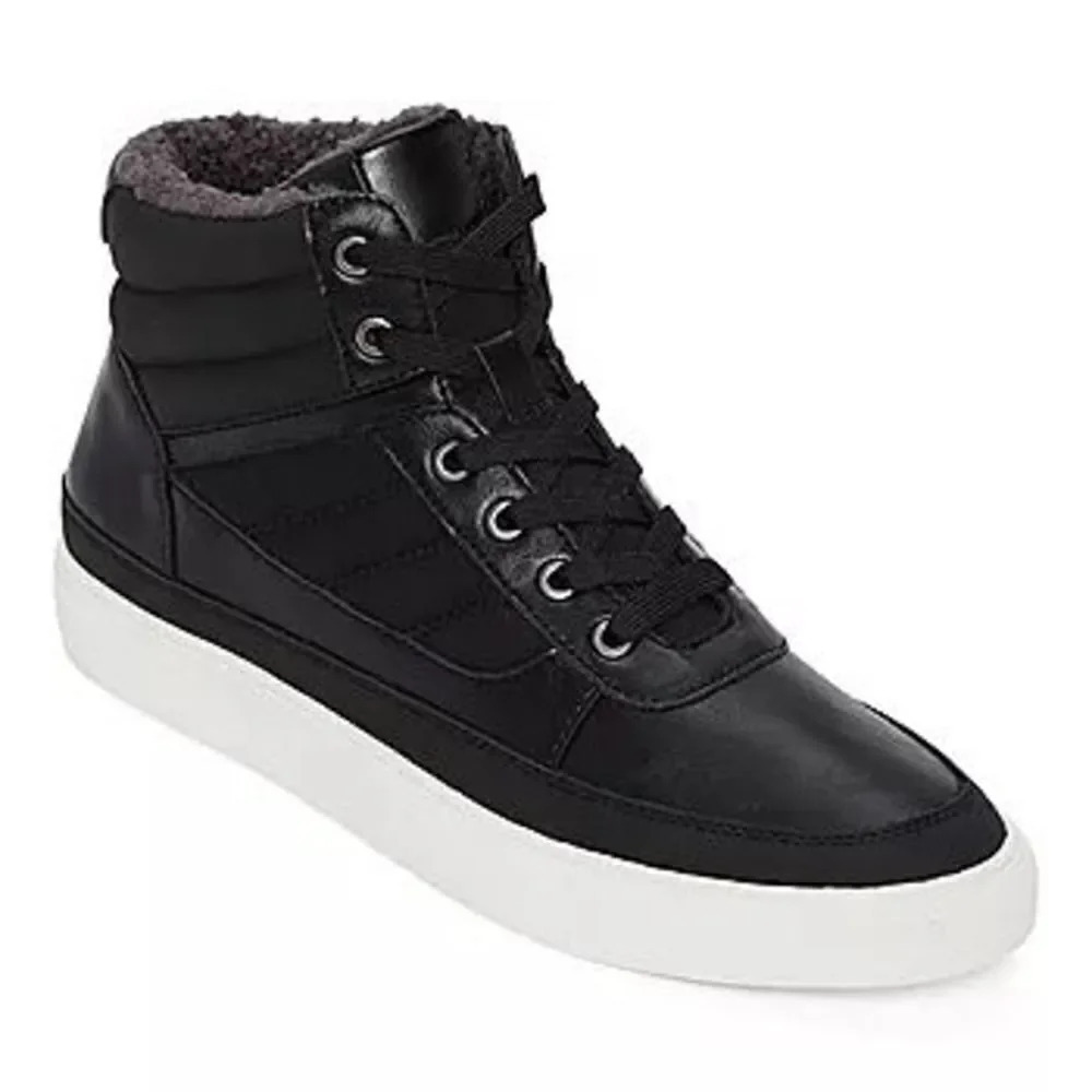Arizona Mens Dewey Lace Up Black Size 11 Memory Foam Faux Fur Flat Heel Boots
